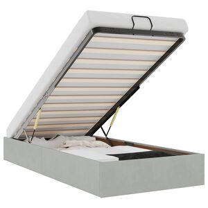 vidaXL Ottoman Bed Frame No Colch&atilde;o Cinzento Claro 100x200 cm Veludo