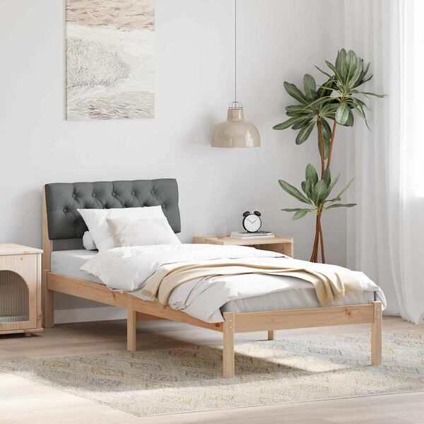 vidaXL Estrutura da cama castanho e cinzento-escuro 75 x 190 cm
