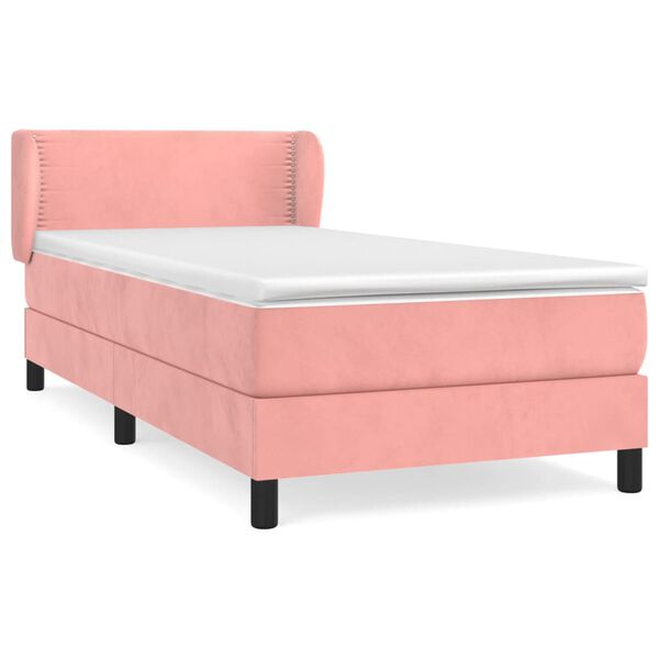 vidaXL Cama com molas/colch&atilde;o 80x200 cm veludo rosa