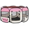 vidaXL Parque dobr&aacute;vel p/ c&atilde;o c/ saco de transporte 125x125x61cm rosa