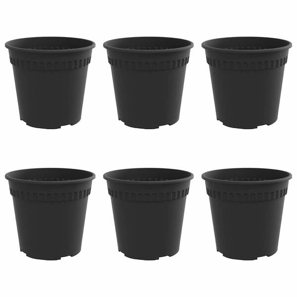 vidaXL Vaso Redondo para Flores 6 pcs Preto &Oslash; 17 x 14 cm Pl&aacute;stico