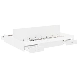 vidaXL Estrado de cama com arruma&ccedil;&atilde;o com gaveta Branco 160 x 200 cm