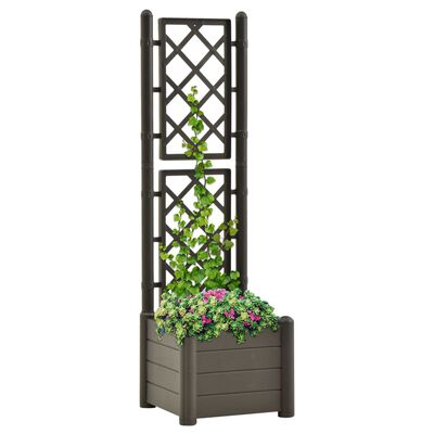 vidaXL Vaso/floreira de jardim com treliça 43x43x142 cm PP antracite