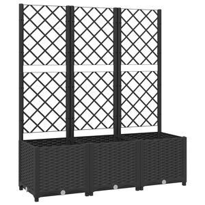vidaXL Vaso de jardim com treli&ccedil;a preto 120x40x136 cm PP