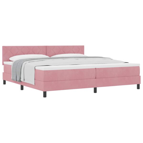 vidaXL Cama Box com colch&atilde;o com cabeceira Rosa 200 x 200 cm Veludo