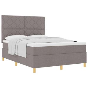 vidaXL Cama Box com colch&atilde;o Cinzento-acastanhado 160 x 200 cm tecido