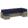 vidaXL Conjunto de sof&aacute; de jardim com 7 pe&ccedil;as e almofadas em rattan sint&eacute;tico cinza