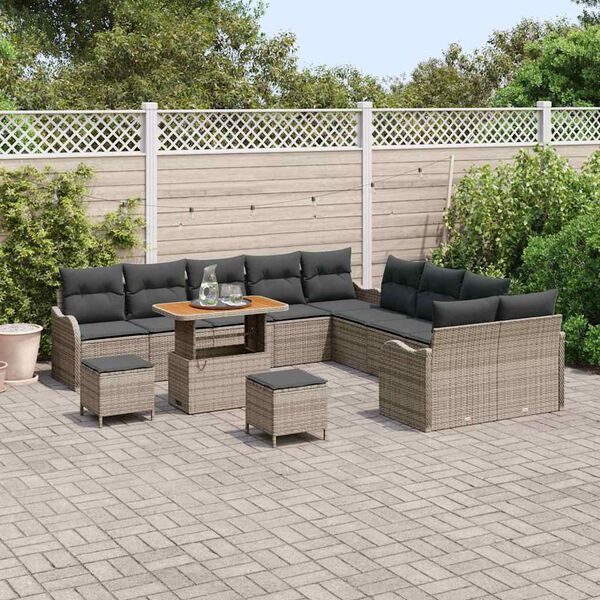 vidaXL Conjunto de Sof&aacute; de Jardim com almofada 13 pcs Cinzeto