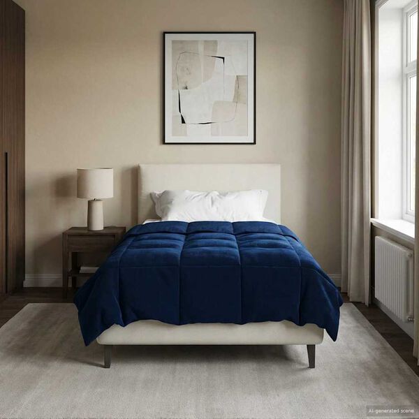 vidaXL Duvet de Ano Inteiro Azul Escuro 155 x 220 cm Microfibra