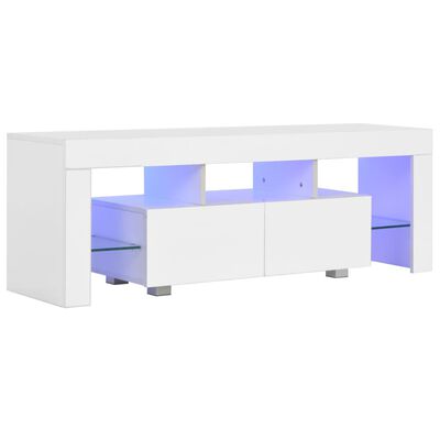 vidaXL Móvel de TV com luzes LED 130x35x45 cm alto brilho branco