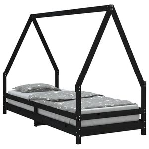 vidaXL Estrutura de cama infantil 80x200 cm pinho maci&ccedil;o preto