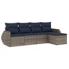 vidaXL Conjunto de sof&aacute; de jardim de 5 pe&ccedil;as com almofadas em rattan sint&eacute;tico cinza