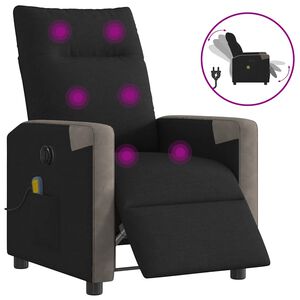 vidaXL Poltrona reclin&aacute;vel de massagens el&eacute;trica tecido preto