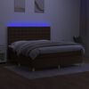 vidaXL Cama box spring c/ colch&atilde;o/LED 180x200cm tecido castanho-escuro