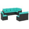 vidaXL Conjunto de sof&aacute; de jardim com 8 pe&ccedil;as e almofadas em rattan sint&eacute;tico preto