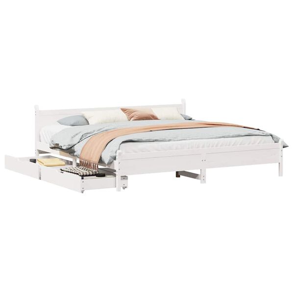 vidaXL Cama sem colch&atilde;o 180x200 cm madeira de pinho maci&ccedil;a branco