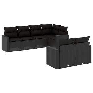 vidaXL 7 pcs conjunto de sof&aacute;s p/ jardim c/ almofad&otilde;es vime PE preto