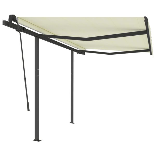 vidaXL Toldo retr&aacute;til manual com postes 3x2,5 m cor creme