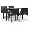 vidaXL 5 pcs conjunto de jantar p/ jardim c/ almofad&otilde;es vime PE e a&ccedil;o