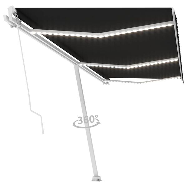 vidaXL Toldo retrátil manual com LED 600x300 cm antracite