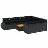 vidaXL 11 pcs conjunto sof&aacute;s de jardim c/ almofad&otilde;es vime PE preto