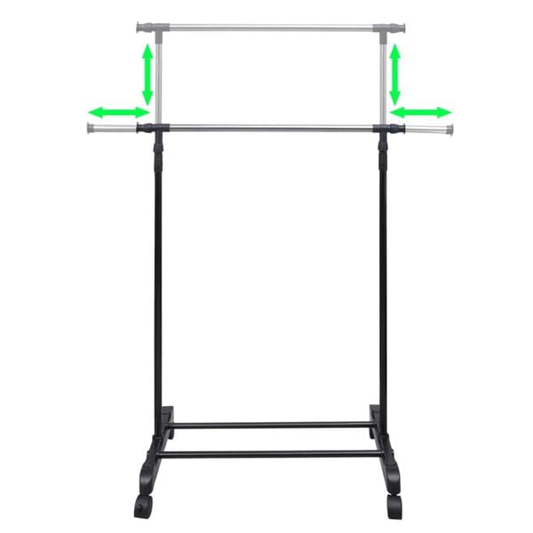 vidaXL Cabide para roupas ajustável com 1 varão 2 pcs