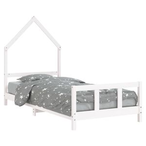 vidaXL Estrutura de cama infantil 90x190 cm pinho maci&ccedil;o branco