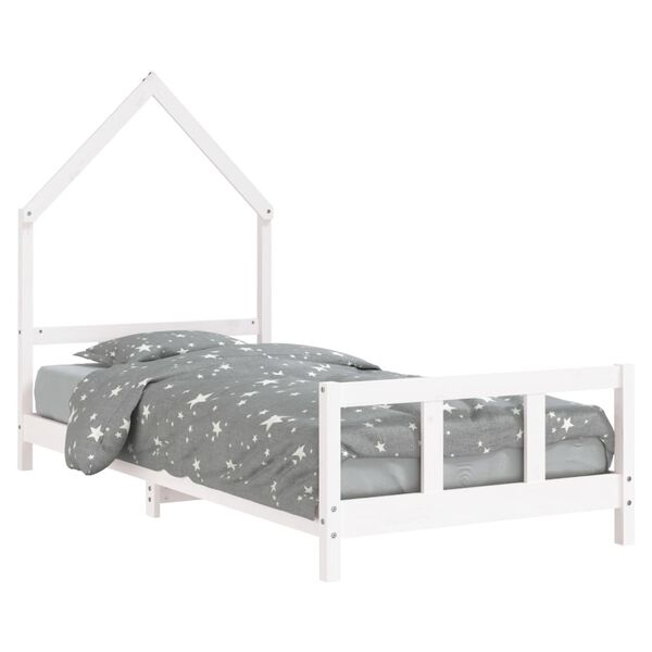 vidaXL Estrutura de cama infantil 90x190 cm pinho maci&ccedil;o branco