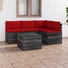 vidaXL 5 pcs conjunto lounge de paletes + almofad&otilde;es madeira de pinho