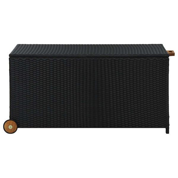vidaXL Caixa de arrumação para jardim 120x65x61 cm vime PE preto