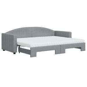 vidaXL Sof&aacute;-cama c/ gavet&atilde;o e colch&otilde;es 80x200 cm tecido cinzento-claro