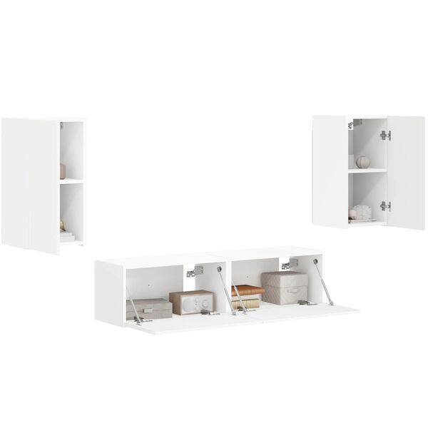 vidaXL Conjunto de m&oacute;vel de TV 4 pcs Branco Madeira processada