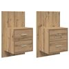 vidaXL Arm&aacute;rio de Cama Montado na Parede 2 pcs Carvalho Artesanal