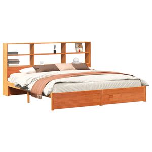vidaXL Estrutura de Cama de Estante Marrom Cera 200 x 200 cm