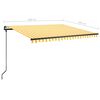 vidaXL Toldo autom&aacute;tico LED e sensor de vento 4x3,5 m amarelo e branco