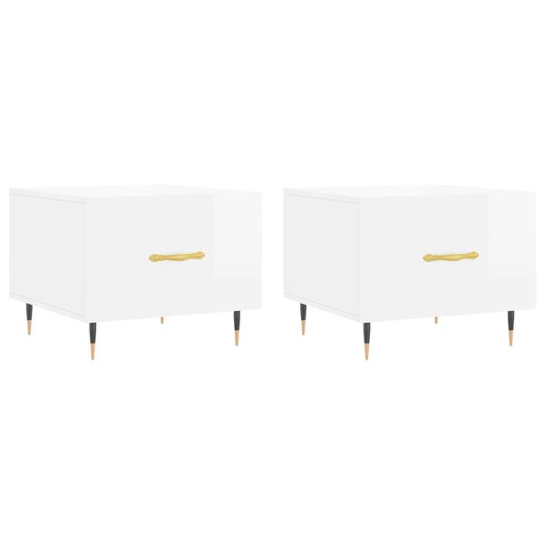 vidaXL Mesas de centro 2 pcs 50x50x40 cm branco brilhante