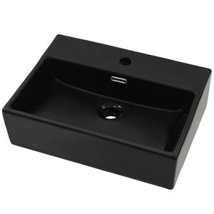 vidaXL Lavat&oacute;rio c\ abertura torneira cer&acirc;mica 51,5x38,5x15cm preto