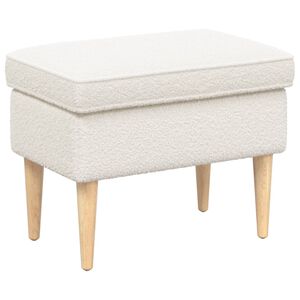 vidaXL Pufe para os P&eacute;s Creme 55 x 35 x 41 cm Boucl&eacute;