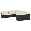 vidaXL 11 pcs conjunto sof&aacute;s de jardim c/ almofad&otilde;es vime PE preto