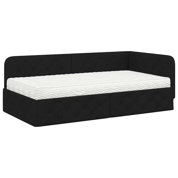vidaXL Estrutura de Cama de Canto Preto 100 x 200 cm tecido