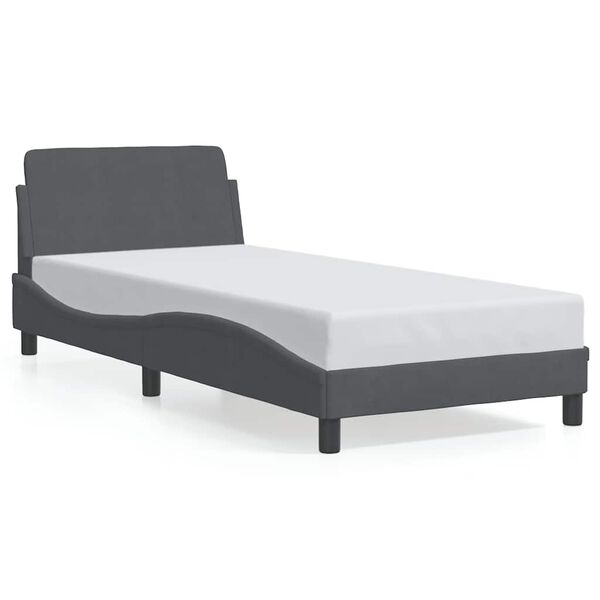 vidaXL Estrutura de cama Dover 90x190 cm veludo cinzento-escuro