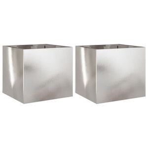vidaXL Vasos/floreiras 2 pcs 32x30x29 cm a&ccedil;o inoxid&aacute;vel prateado