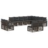 vidaXL Conjunto de Sof&aacute; de Jardim 12 pcs Cinzento vime PE