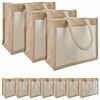 vidaXL Bolsas de Juta com Bolso 10 Natural e Branco 26 x 22 x 14 cm