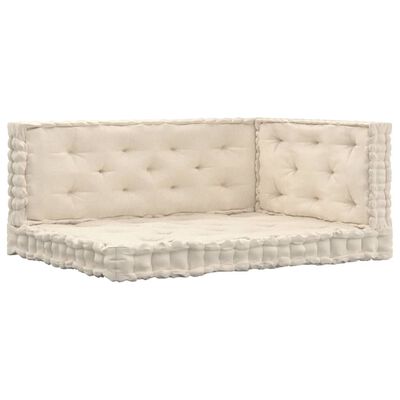 vidaXL Almofadões para sofá de paletes 3 pcs algodão bege