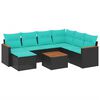 vidaXL Conjunto de sof&aacute; de jardim com 8 pe&ccedil;as e almofadas em rattan sint&eacute;tico preto