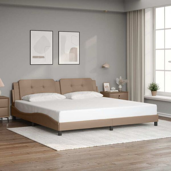 vidaXL Estrutura de cama sem colch&atilde;o Zadar 200x200 cm couro artificial cappuccino