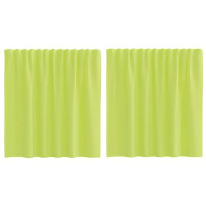 vidaXL Cortinas de voile com bolsos para var&atilde;o 2 pcs verde-ma&ccedil;&atilde;