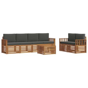 vidaXL Conjunto de Sof&aacute;s para Exterior 7 pcs Natural e Antracite