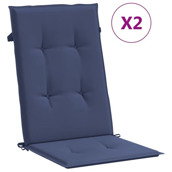 vidaXL Almofadões cadeira encosto alto 2pcs tecido azul-marinho